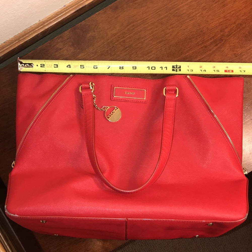 DKNY Large Saffiano Leather Tote and Wallet, Red - Picture 9 of 16